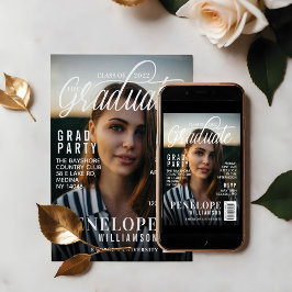 Invitación Graduado Fiesta de Grado de Foto de Portada de Rev