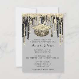 Invitación Graduado Fiesta Dris Purpurina Gray Gold Confetti