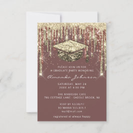 Invitación Graduado Fiesta Dris Purpurina Rosa Confetti de or
