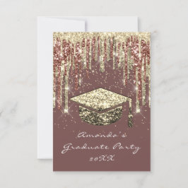 Invitación Graduado Fiesta Dris Purpurina Rosa Confetti de or