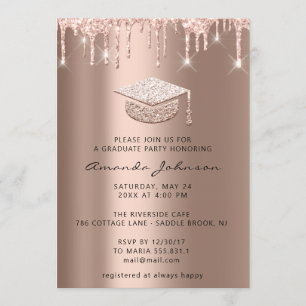 Invitación Graduado Fiesta Dris Rosa Tapón de oro