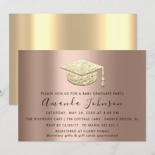 Invitación Graduado Fiesta Estudiante Rosa de Oro Graduado Ca