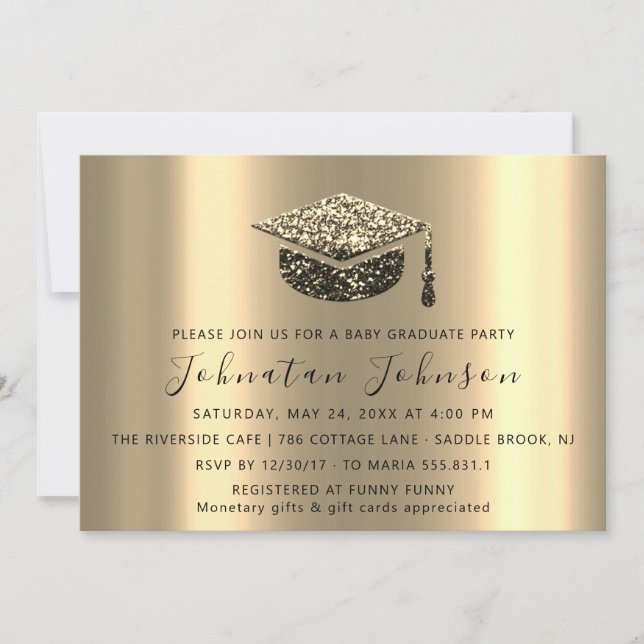 Invitación Graduado Fiesta Student Sepia Gold Graduate Cap (Anverso)