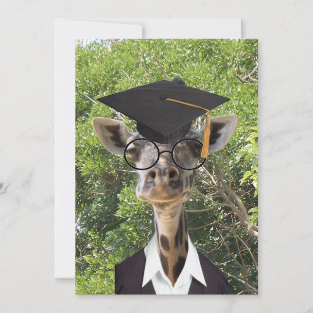 Invitación Graduado Giraffe Gold Tassel (Anverso)