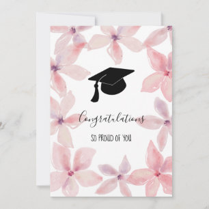 Invitación Graduado Gorra felicitaciones Floral acuarela