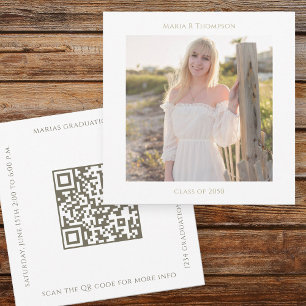 Invitación Graduado minimalista Código QR de oro simple moder