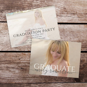 Invitación Graduado minimalista Moderno Simple Dos Fotografía