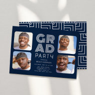 Invitación Graduado moderno 4x collage de fotos de la fiesta 
