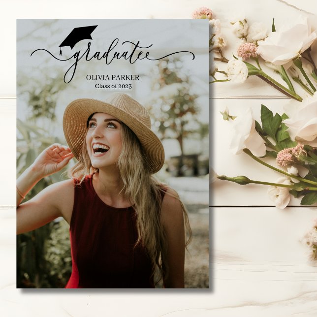 Invitación Graduado moderno de escritura 2 Graduación de foto (Subido por el creador)