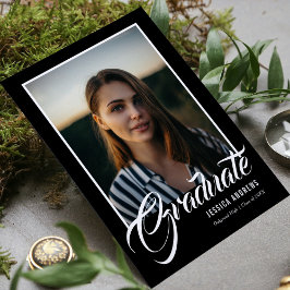 Invitación Graduado moderno de foto editable negro | Graduaci