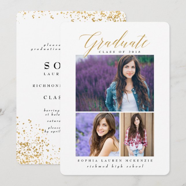 INVITACIÓN GRADUADO MODERNO ELEGANTE (Anverso / Reverso)