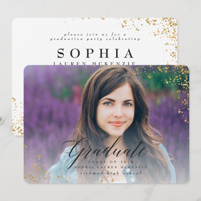 INVITACIÓN GRADUADO MODERNO ELEGANTE (Anverso / Reverso)