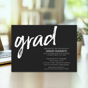 Invitación Graduado Moderno Personalizado Tendencia Negro
