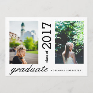 Invitación Graduado moderno simple dos fotos