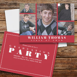 Invitación Graduado multicolor Cardenal simple rojo