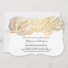 Invitación Graduado | Patrón bohemio de oro de Mandala
