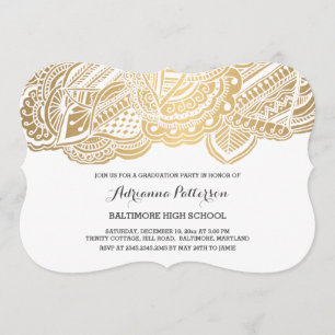 Invitación Graduado   Patrón bohemio de oro de Mandala