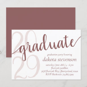 Invitación Graduado simple de taúpe   Rosa del desierto flore