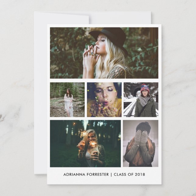 Invitación Graduado simple minimalista Seis Foto (Anverso)