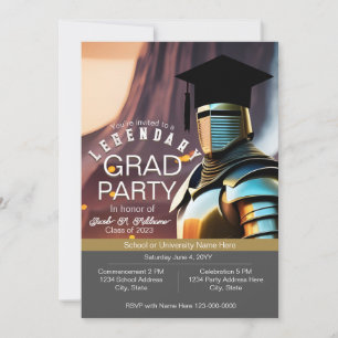Invitación Graduado Tipo Caballero Gamer Moderno y Genial