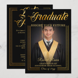 Invitación Graduado. Toque de oro Ilumina tu futuro