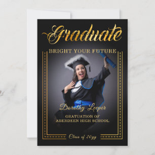 Invitación Graduado. Toque de oro Ilumina tu futuro
