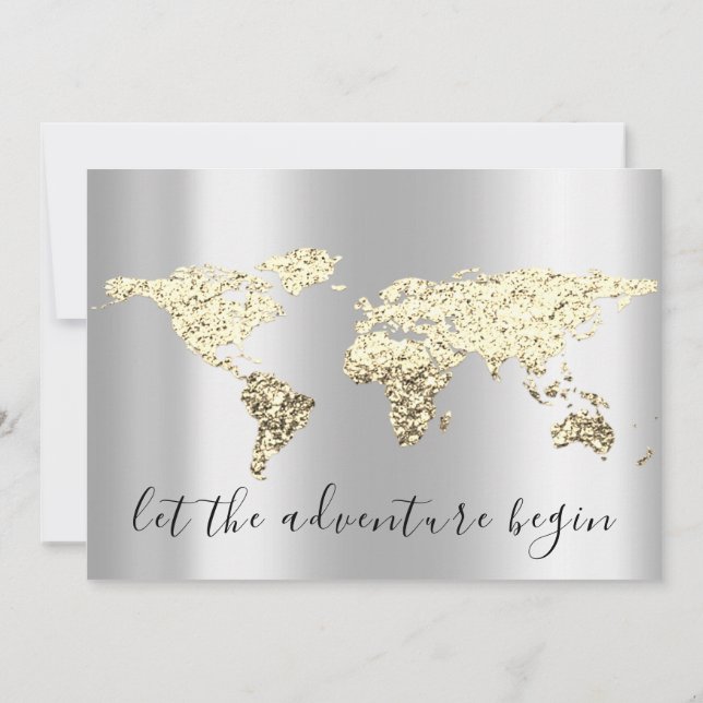 Invitación Graduados Mudamos Gris al mapa de destino de oro B (Reverso)