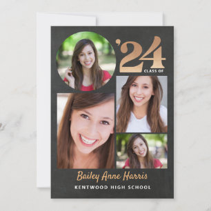 Invitación Graduate Circle Gold Chalk Class de 2024 Impreso