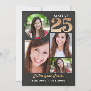 Invitación Graduate Circle Gold Chalk Class de 2025 Impreso