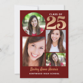Invitación Graduate Circle Maroon Class of 2025 Printable