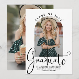 Invitación Graduate Elegant Script Graduation Arch Photo