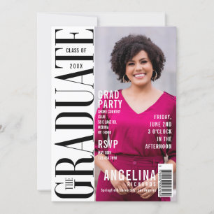 Invitación Graduate Fun Trendy Magazine Cover Grad Fiesta