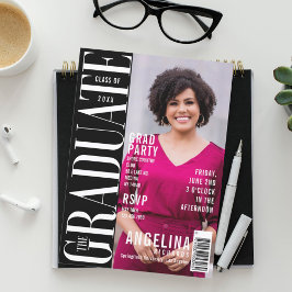 Invitación Graduate Fun Trendy Magazine Cover Grad Fiesta
