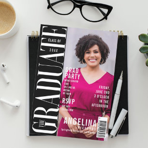 Invitación Graduate Fun Trendy Magazine Cover Grad Fiesta