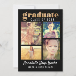 Invitación Graduate Gold Class de Collage Black 2024