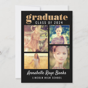 Invitación Graduate Gold Class de Collage Black 2024