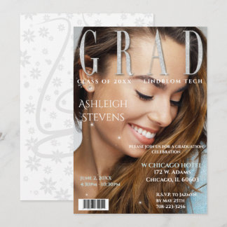 Invitación Graduate Magazine Cover Photo Graduate Party Inv
