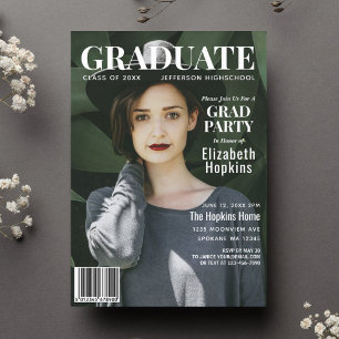 Invitación Graduate Magazine Cover Photo Graduation Party