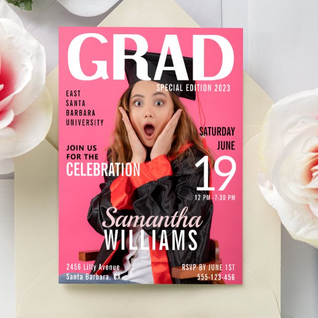 Invitación Graduate Magazine Cover Photo Graduation Party (Subido por el creador)