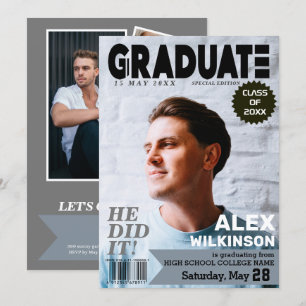 Invitación GRADUATE Magazine Cover Style Trendy 5 Photo