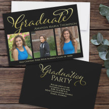Graduate Multi Photo Black Gold Calligraphy