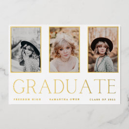 INVITACIÓN GRADUATE Relieve metalizado dorado Phot