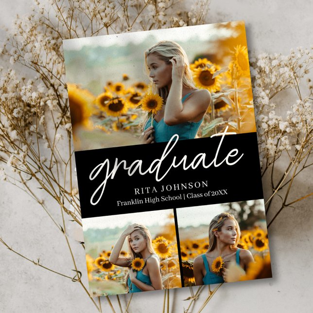 Invitación Graduate Stylish 4 Photo High School Graduado (Graduate Stylish 4 Photo High School Graduation Invitation)