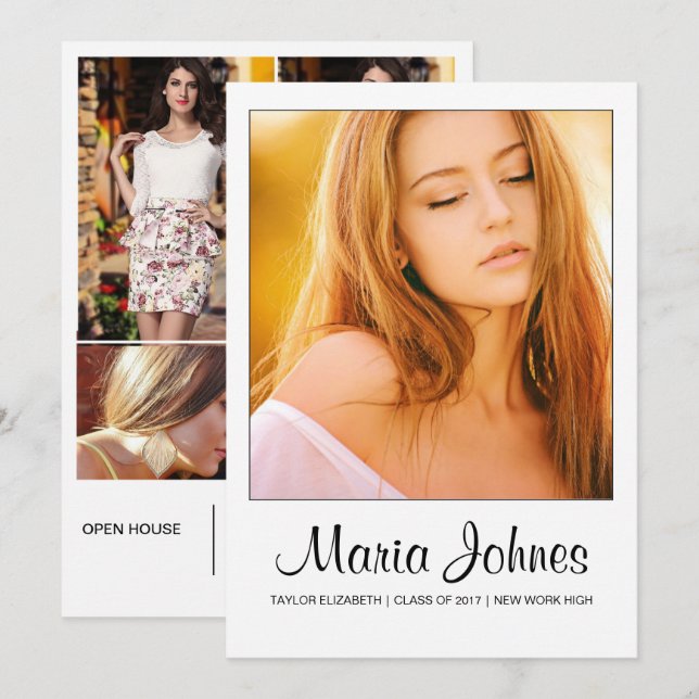 Invitación Graduation Announcement Card Template (Anverso / Reverso)