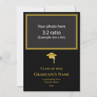 Invitación Graduation Announcement w/ Mortarboard(Gold Theme)
