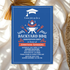 Invitación Graduation BBQ Backyard Royal Blue