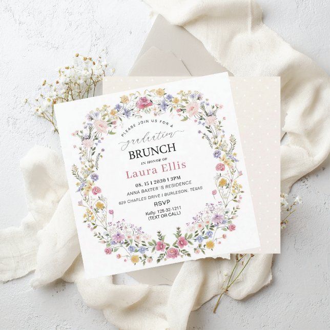 Invitación Graduation Brunch elegant modern watercolor (Subido por el creador)