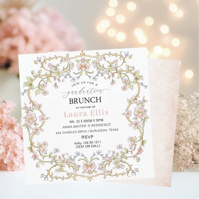Invitación Graduation Brunch elegant modern watercolor (Subido por el creador)