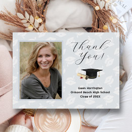 Invitación Graduation Caps Photo Thank You Message Cards