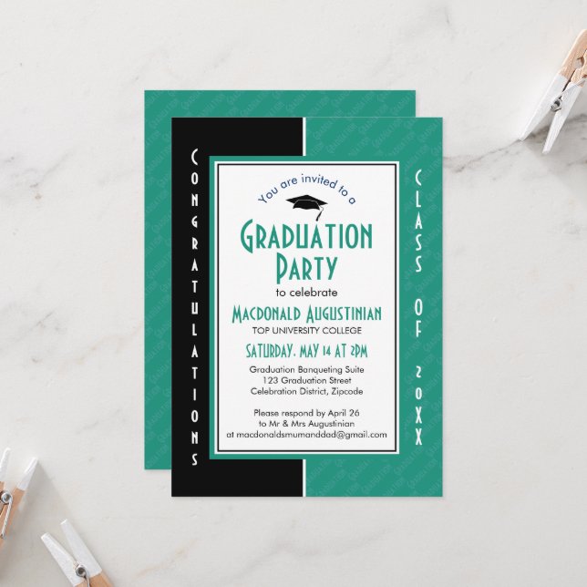 Invitación GRADUATION Custom TEAL Optometry Graduate (Anverso/Reverso In Situ)